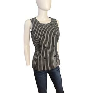 Vintage 90s Esprit Black Pinstripe Double Breasted Sleeveless Vest Size L